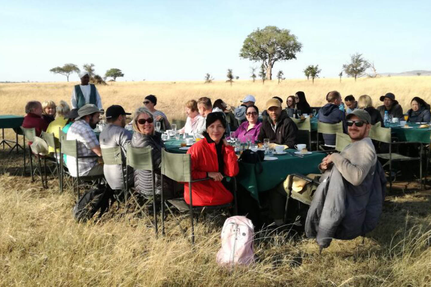 Bush breakfast after balloon safari Central Serengeti